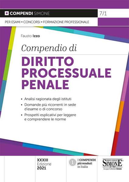 Compendio di diritto processuale penale - Fausto Izzo - copertina