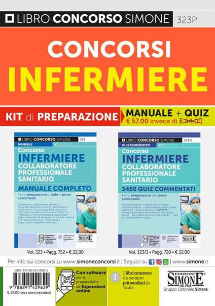 Concorsi infermiere. Kit di preparazione. Manuale completo + Quiz commentati. Con software di simulazione - copertina