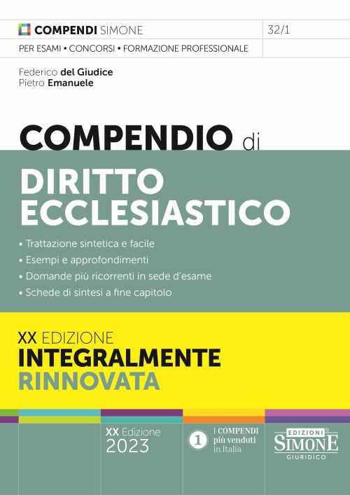 Compendio di diritto ecclesiastico - Federico Del Giudice,Pietro Emanuele - copertina