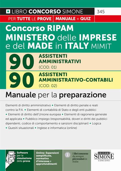 Concorso RIPAM 338 posti ministero delle imprese e del made in Italy MIMIT.  90 assistenti amministrativi (