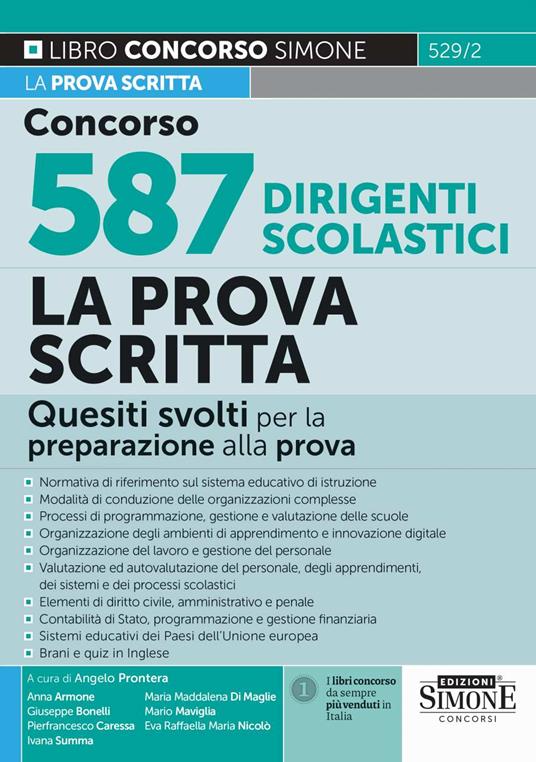 Concorso 587 dirigenti scolastici. La prova scritta. Quesiti svolti per la preparazione alla prova - copertina