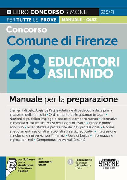 Concorso Comune di Firenze 28 Educatori Asili Nido. Manuale per la preparazione. Con espansione online. Con software di simulazione - copertina