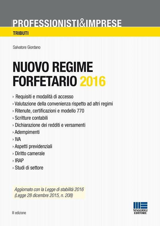 Nuovo regime forfettario 2016 - Salvatore Giordano - copertina