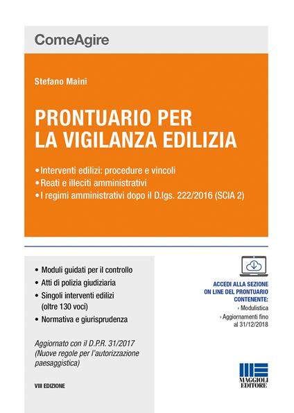 Prontuario per la vigilanza edilizia - Stefano Maini - copertina