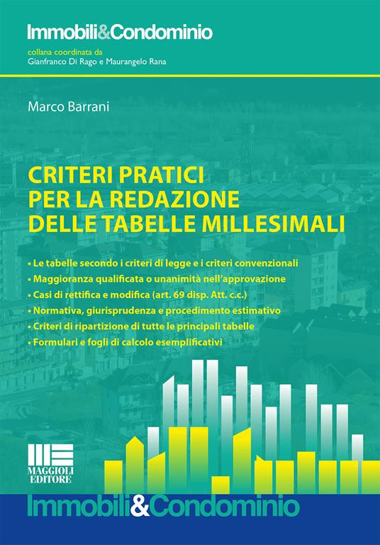 Criteri pratici per la redazione delle tabelle millesimali - Marco Barrani - copertina