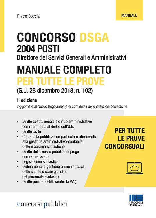 Concorso DSGA. Manuale completo per tutte le prove - Pietro Boccia - copertina