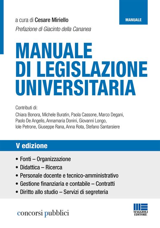 Manuale di legislazione universitaria - copertina