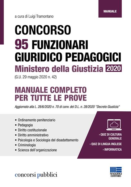 Concorso 95 funzionari giuridico pedagogici Ministero della Giustizia 2020 (G.U. 29 maggio 2020 n. 42) - copertina