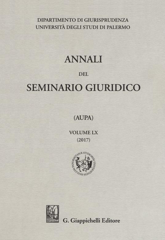 Annali del seminario giuridico dell'università di Palermo. Vol. 60 - copertina