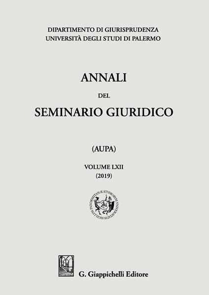 Annali del seminario giuridico dell'università di Palermo. Vol. 62 - copertina