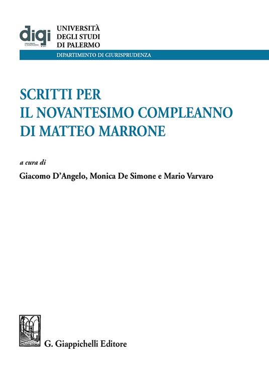 Scritti per il novantesimo compleanno di Matteo Marrone - copertina