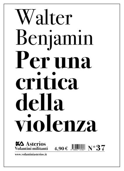 Per una critica della violenza - Walter Benjamin - copertina