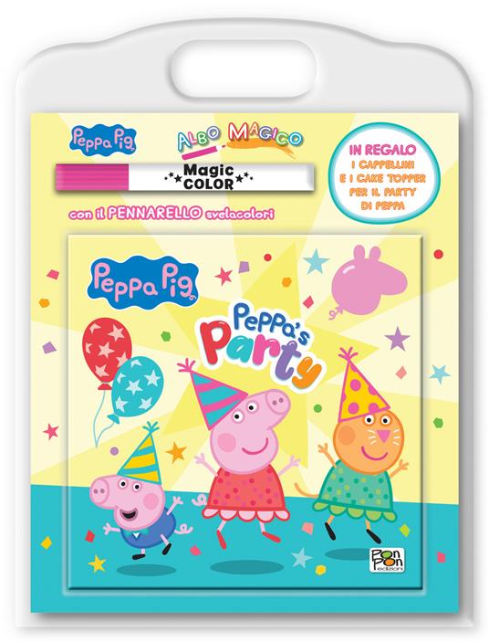 Peppa's party. Peppa Pig. Albo magico. Ediz. a colori. Con pennarello svelacolori, cappellini, cake topper - copertina