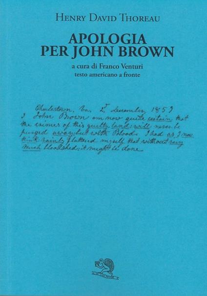 Apologia per John Brown. Testo americano a fronte - Henry David Thoreau - copertina