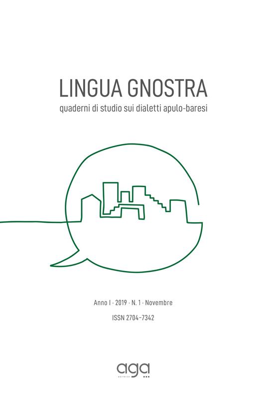 Lingua gnostra. Quaderni di studio sui dialetti adulo baresi (2019). Vol. 1 - copertina