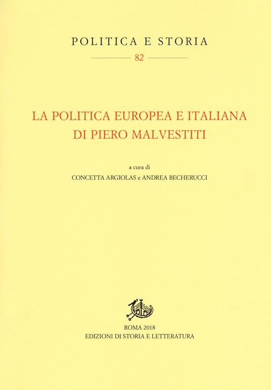 La politica europea e italiana di Piero Malvestiti - copertina