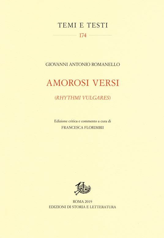 Amorosi versi (Rhythmi vulgares) - Giovanni Antonio Romanello - copertina