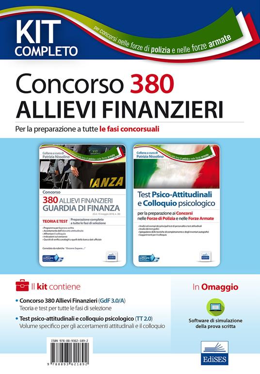 Kit completo Concorso 380 allievi finanzieri nella Guardia di Finanza. Con software di simulazione - copertina