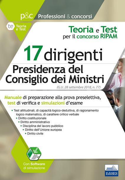 Concorso RIPAM per 17 dirigenti Presidenza Consiglio dei Ministri. Teoria e test per la preselezione. Con software di simulazione - copertina