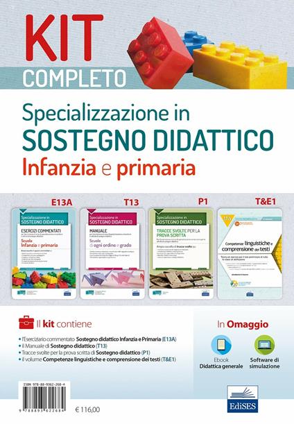 Kit completo Specializzazione sostegno didattico Infanzia e Primaria. Manuale, eserciziari e tracce svolte per una preparazione completa a tutte le prove selettive. Con software di simulazione - Olimpia Rescigno - copertina