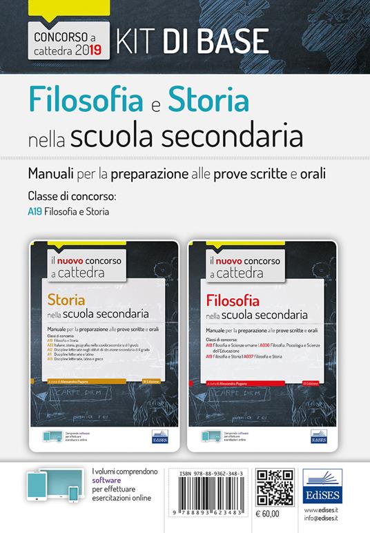 Filosofia nella scuola secondaria. Manuale per prove scritte e orali del concorso a cattedra-Storia nella scuola secondaria. Manuale per le prove scritte e orali del concorso a cattedra classi A19, A22, A12, A11, A13. Con software di simulazione - copertina