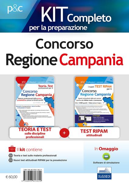 Concorso Regione Campania. Kit completo per la preparazione: Teoria e test sulle materie professionali-Nuovi test attitudinali RIPAM per la preselezione. Con software di simulazione - Carla Iodice,Gennaro Lettieri - copertina