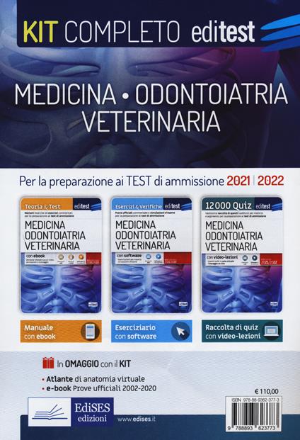 Kit completo medicina, odontoiatria, veterinaria. Teoria, esercizi svolti, prove ufficiali commentate e simulazioni d'esame per i test di accesso. Con ebook. Con espansione online. Con software di simulazione - copertina