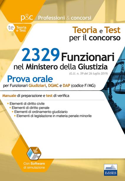 2329 funzionari Ministero della Giustizia. Prova orale. Con software di simulazione - copertina