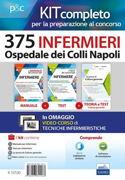 Kit completo per la preparazione al concorso 375 Infermieri Ospedale dei  Colli Napoli: Il manuale dei
