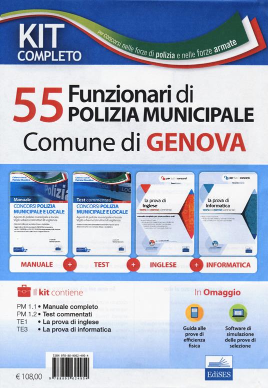 Kit Completo concorso 55 funzionari di Polizia Municipale Comune di Genova. Con software di simulazione - copertina