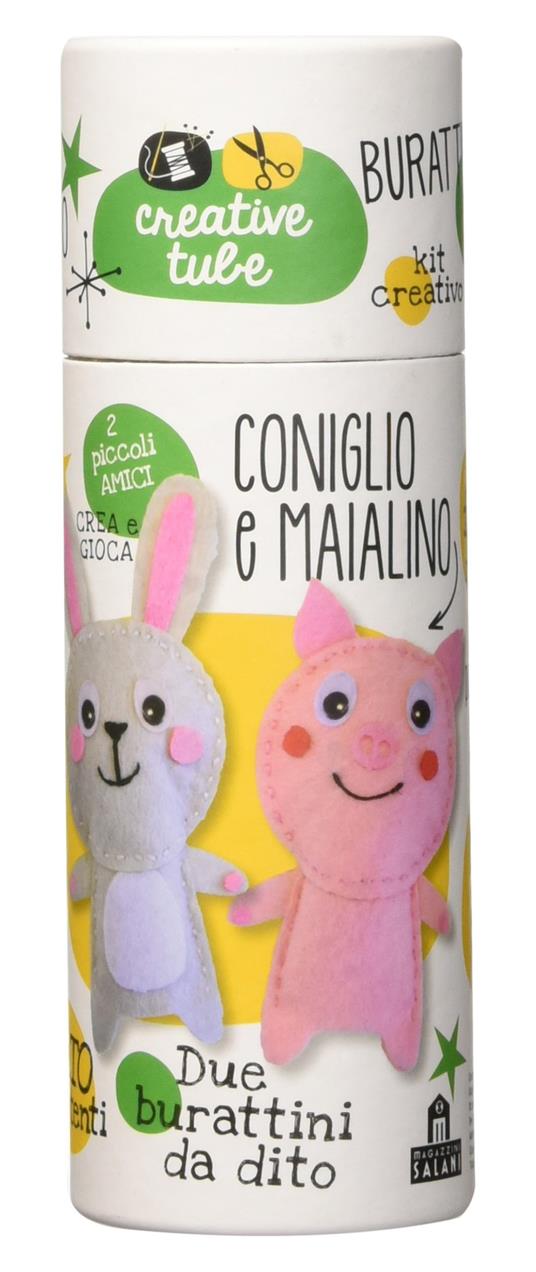 Coniglio e maialino. Burattini da dito. Creative tube - copertina