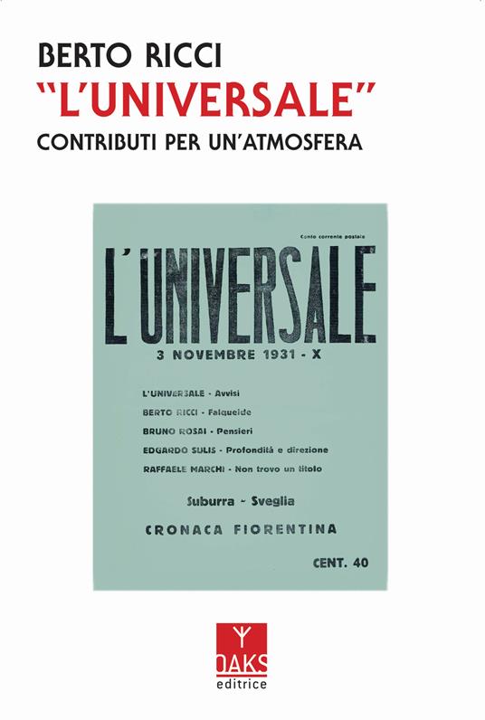 «L'Universale». Contributi per un'atmosfera - Berto Ricci - copertina