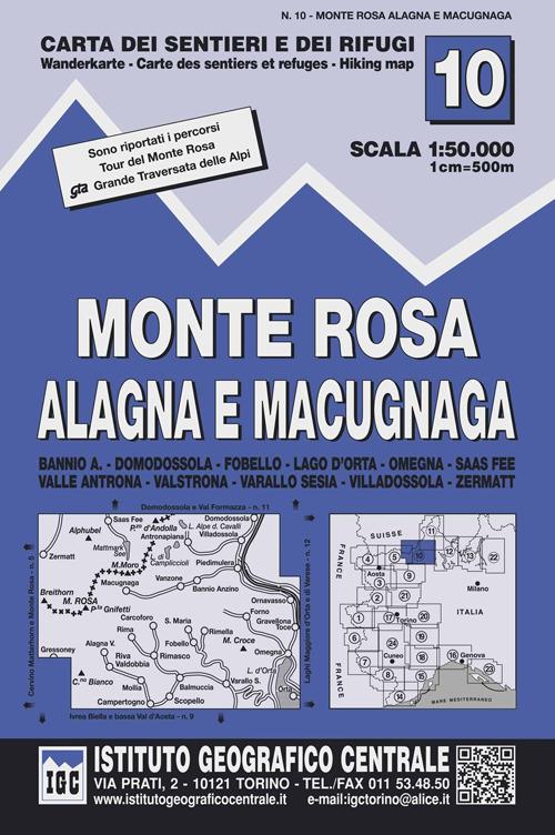 Carta n. 10 Monte Rosa, Alagna e Macugnaga 1:50.000. Carta dei sentieri e dei rifugi - copertina