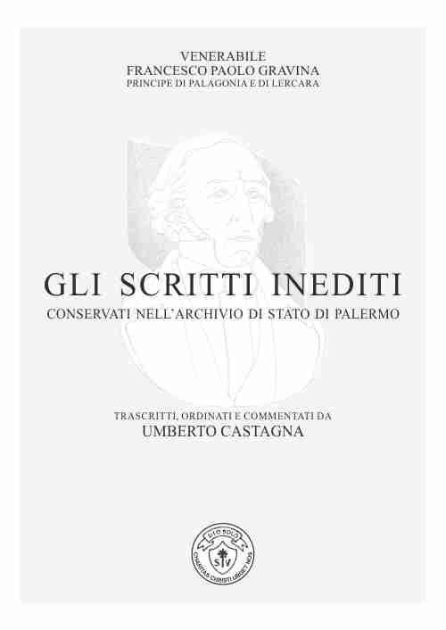 Gli scritti inediti conservati nell'archivio di Stato di Palermo - Francesco Paolo Gravina - copertina