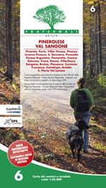 Carta n. 6. Pinerolese e val Sangone. Carta dei sentieri e stradale 1:25.000