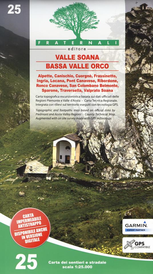 Carta n. 25. Valle Soana, Bassa Valle Orco. Carta dei sentieri e stradale 1:25.000. Adatto a GPS - copertina