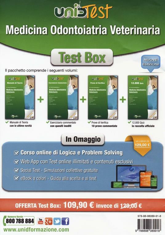 Test box medicina odontoiatria veterinaria: Manuale di teoria-Eserciziario commentato-Prove di verifica-12.000 quiz. Con aggiornamento online - copertina