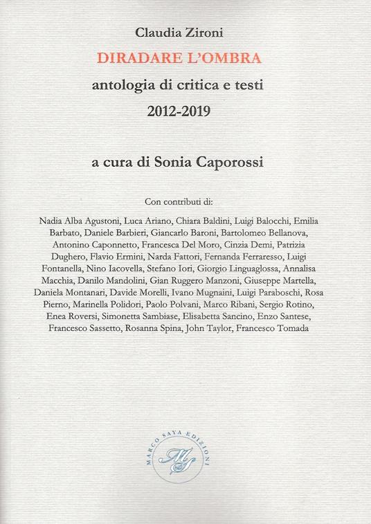 Diradare l'ombra. Antologia di critica e testi 2012-2019 - Claudia Zironi - copertina