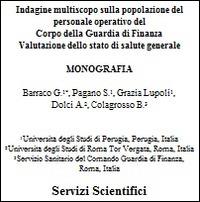 Indagine multiscopo sulla popolazione del personale operativo del corpo della guardia di finanza. Valutazione dello stato di salute generale - copertina