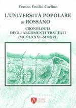 L' Università Popolare di Rossano. Cronologia degli argomenti trattati (MCMLXXXI-MMXVI)