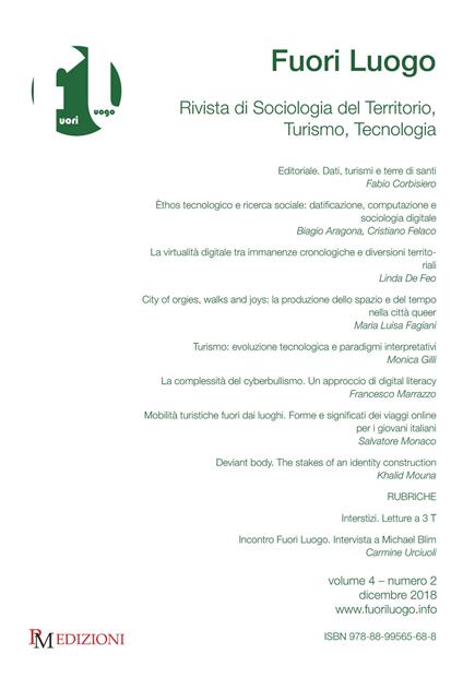 Fuori luogo. Rivista di sociologia del territorio, turismo, tecnologia (2018). Vol. 2 - copertina