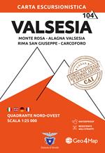 Valsesia nord-ovest. Monte Rosa, Alagna Valsesia, Rima San Giuseppe, Carcoforo 1:25.000