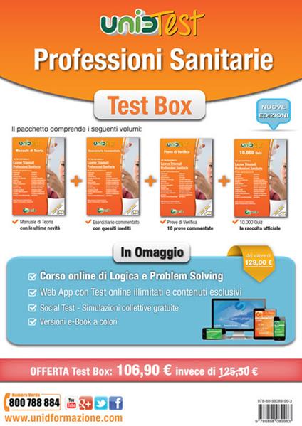 Test box professioni sanitarie: Manuale di teoria-Eserciziario commentato-Prove di verifica-10.000 quiz. Con aggiornamento online. Con app. Con e-book. Con software di simulazione - copertina