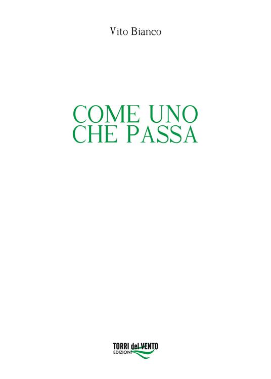 Come uno che passa - Vito Bianco - copertina