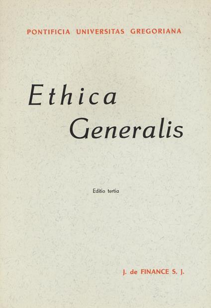 Ethica generalis - Joseph de Finance - copertina