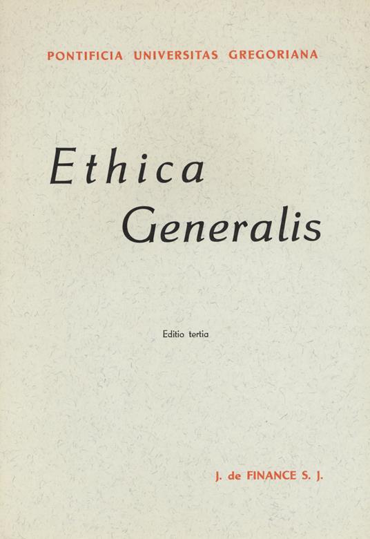 Ethica generalis - Joseph de Finance - copertina