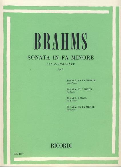  Sonata Fam Op.5. Pianoforte -  Johannes Brahms - copertina