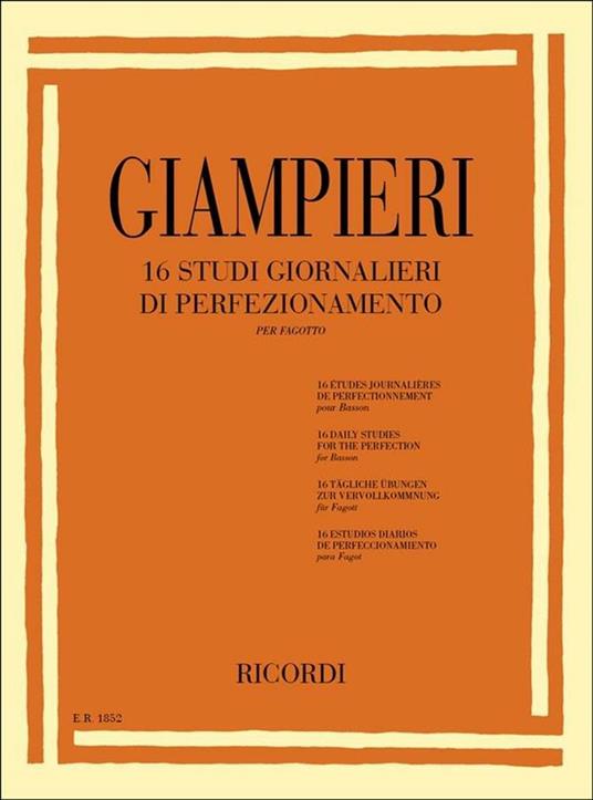  16 Studi Giornalieri di Perfezionamento. per Fagott -  Alamiro Giampieri - copertina