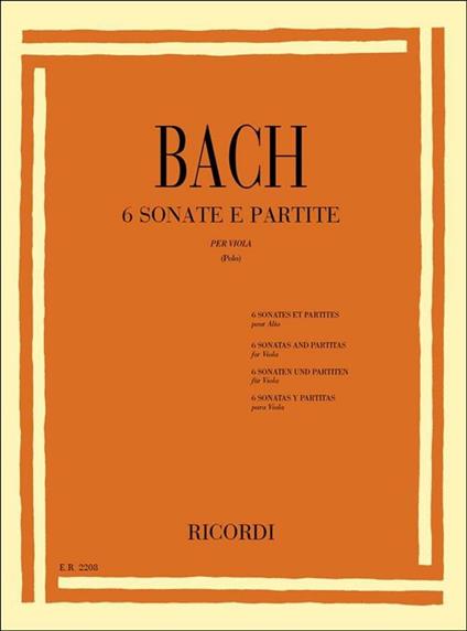  6 Sonate e Partite Bwv 1001. 1006. Viola -  Johann Sebastian Bach - copertina