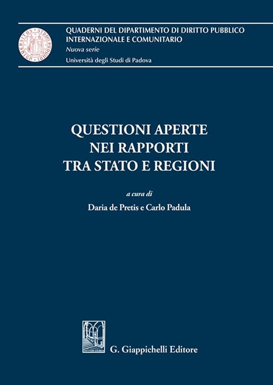 Questioni aperte nei rapporti tra Stato e Regioni - copertina